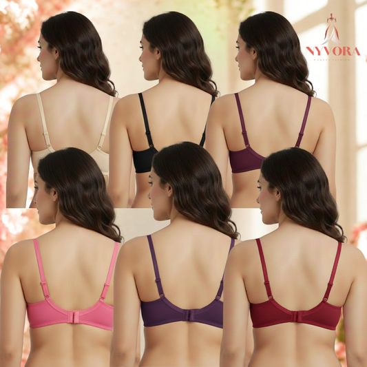 Nyvora ShapeEase Women’s Moulded Everyday Bra-Combo Pack Of 6
