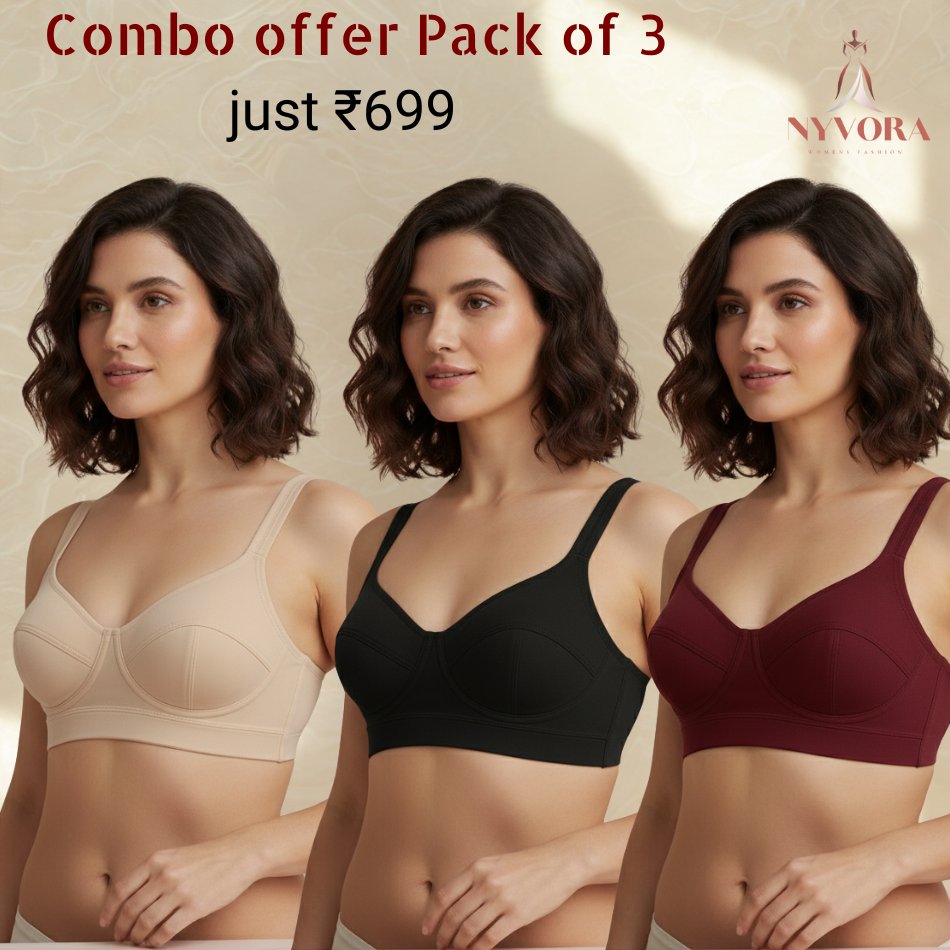 Nyvora SculptFit Non-Padded Sports Bra - Combo Pack of 3(Black,Maroon,Beige)