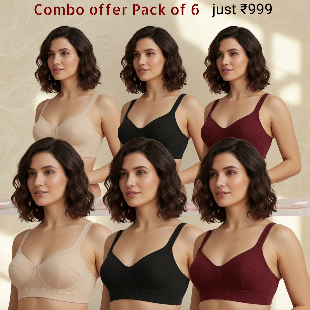 Nyvora SculptFit Non-Padded Sports Bra - Combo Pack of 6 (Black ,Maroon, Beige)