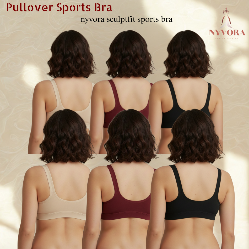 Nyvora SculptFit Non-Padded Sports Bra - Combo Pack of 6 (Black ,Maroon, Beige)