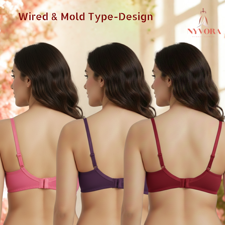 Nyvora ShapeEase Women’s Moulded Everyday Bra-Combo Pack Of 6