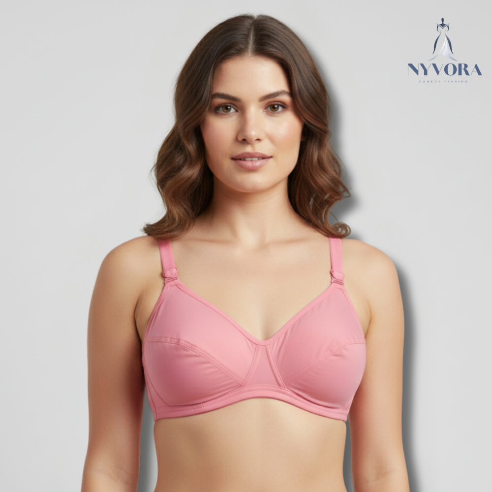 Nyvora ComfortFit Women’s Pure Cotton Everyday Bra-Combo Pack Of 3(Beige, Pink, White)
