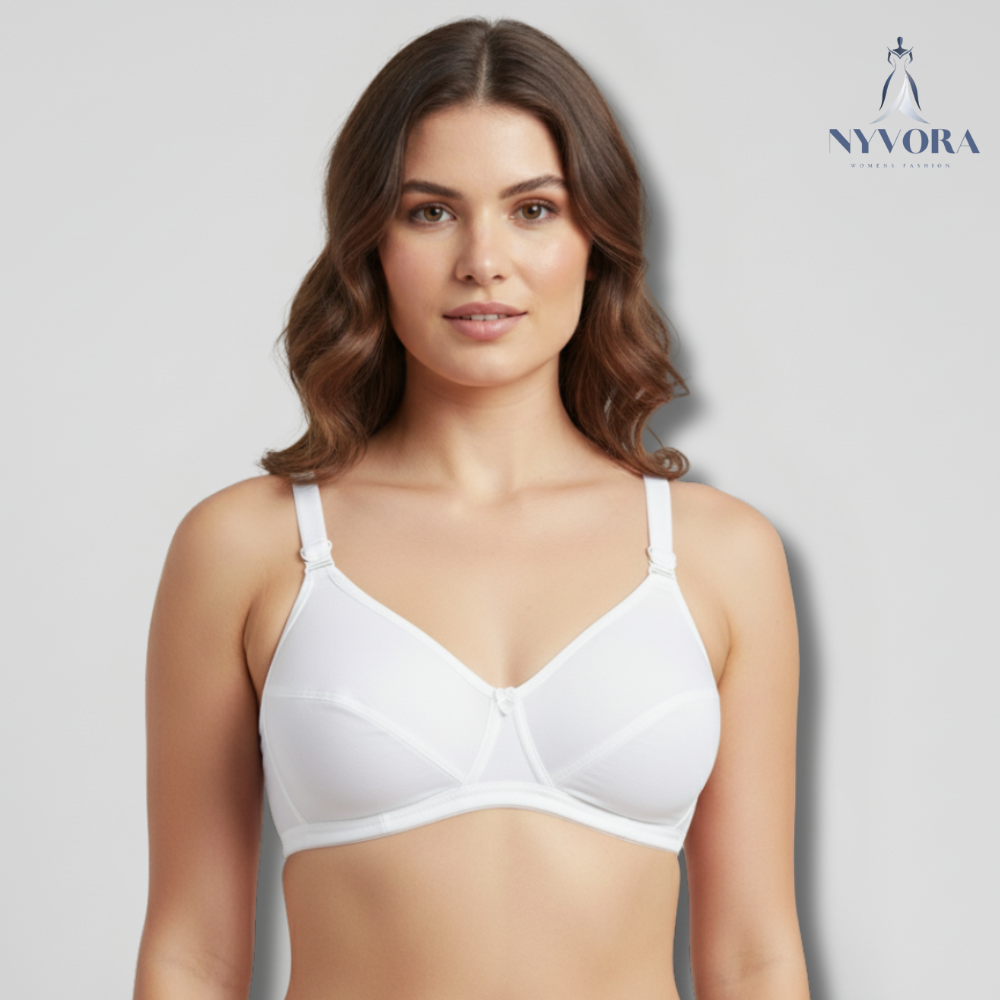 Nyvora ComfortFit Women’s Pure Cotton Everyday Bra-Combo Pack Of 3(Beige, Pink, White)